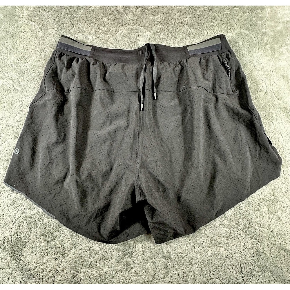 Lululemon Men's Size XL Black Lined Surge Shorts 6" Inseam Reflective Stretchy